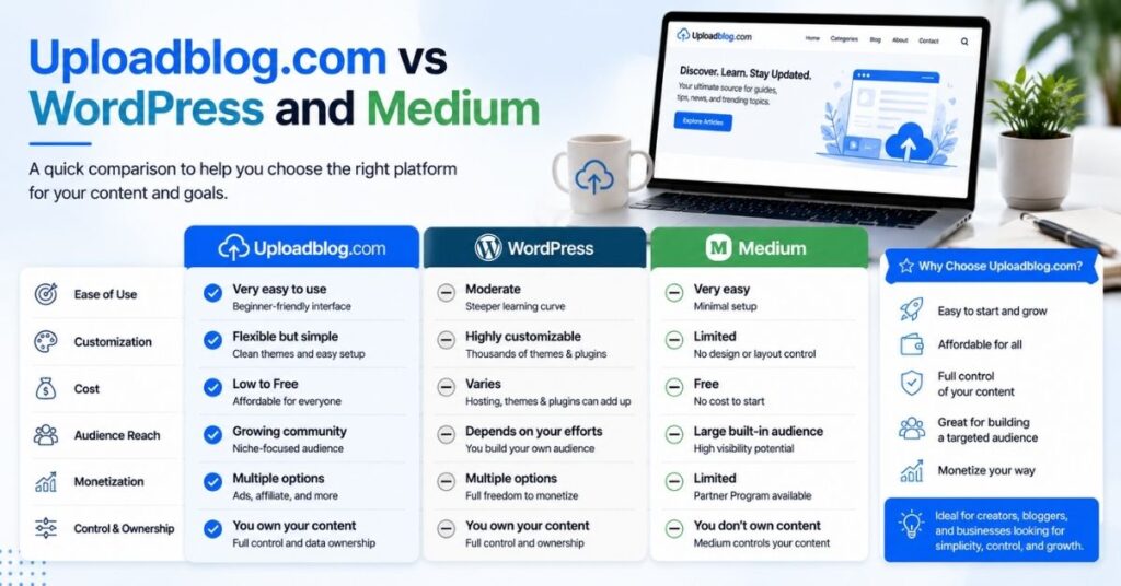 Uploadblog.com vs WordPress and Medium